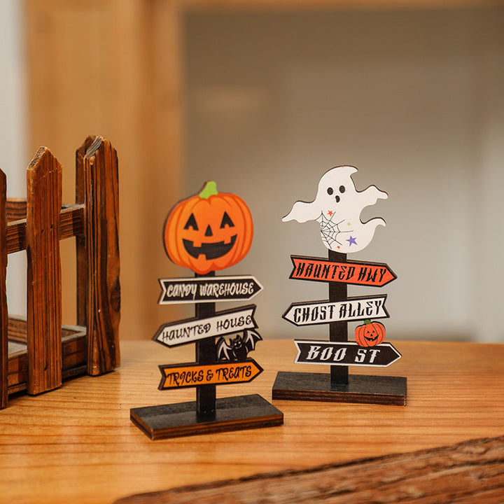 Creative Halloween Decor Sign with Pumpkin Motif