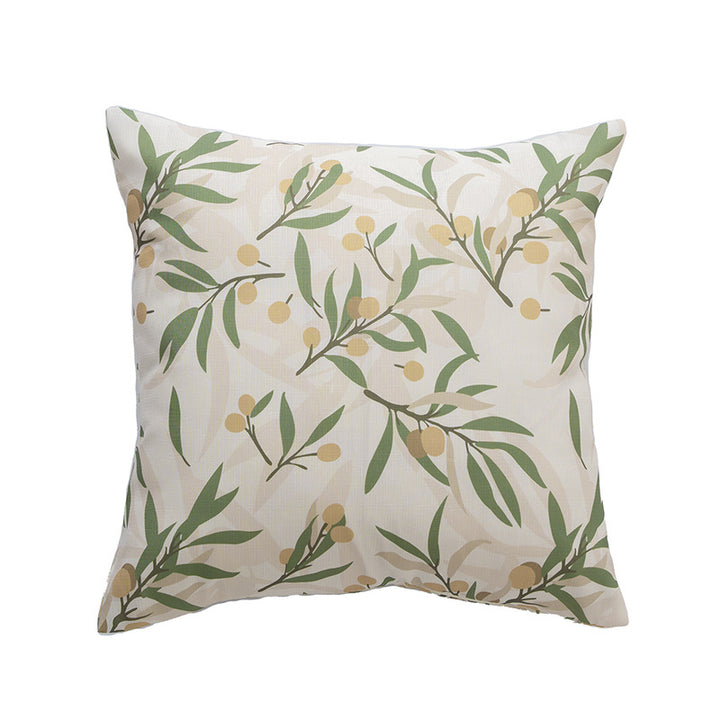 Rectangular decorative cushion with sketchy floral print and fine linen look