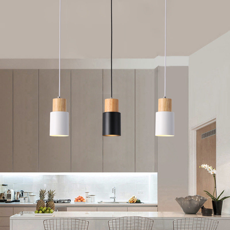 Modern Wooden and Metal Pendant Light