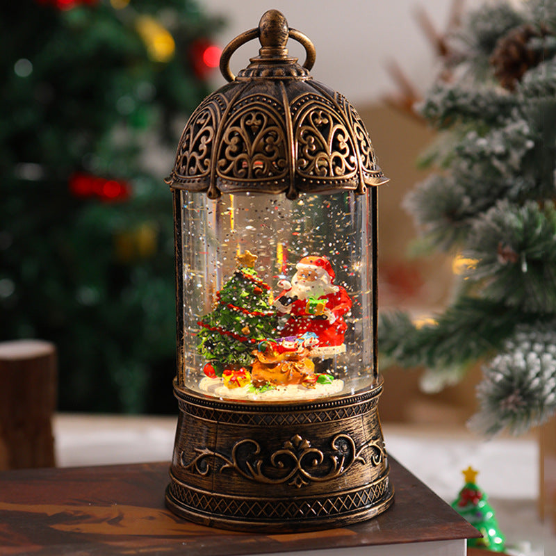 Elegant Christmas lantern with snow globe