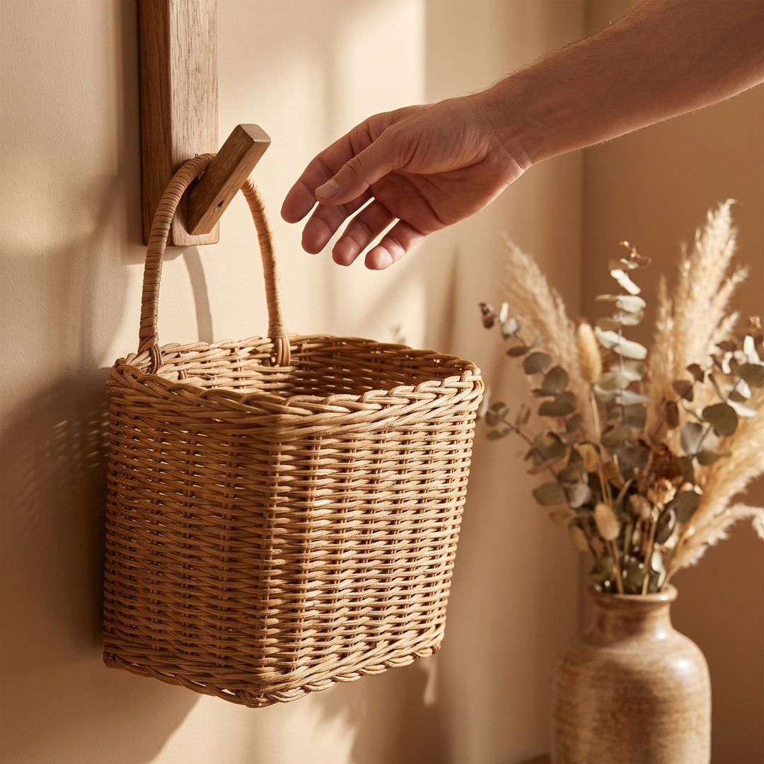 Wall basket with practical storage system