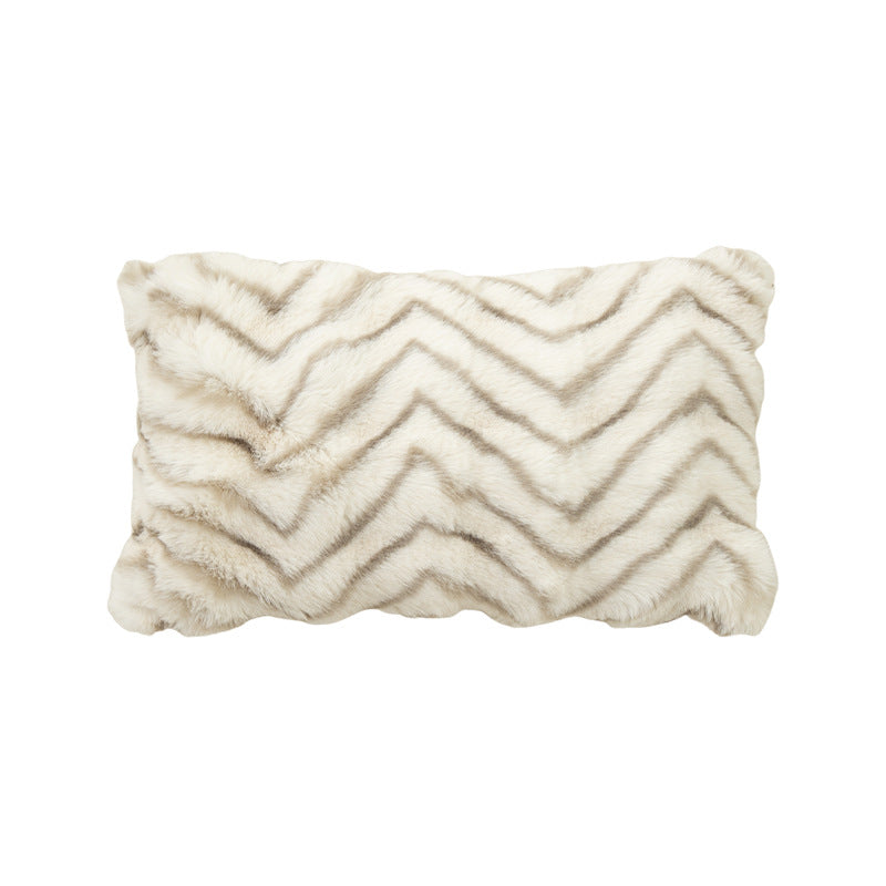 Square decorative cushion made of soft faux fur with inner cushion