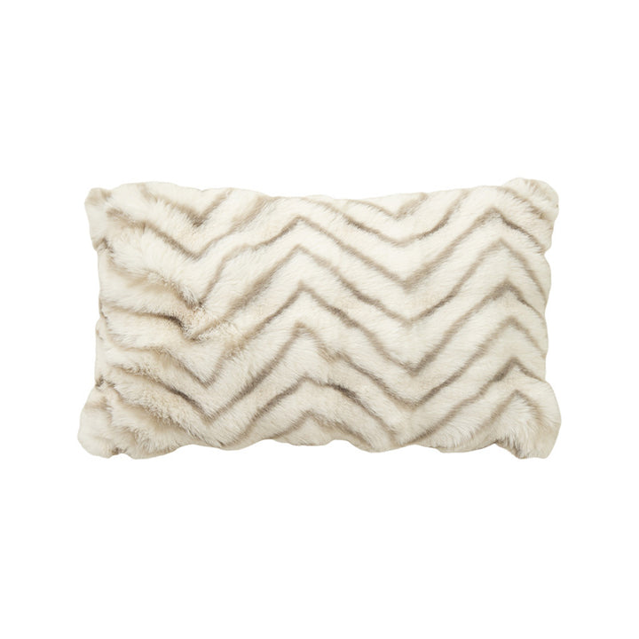 Rectangular faux fur decorative cushion with wavy plush surface