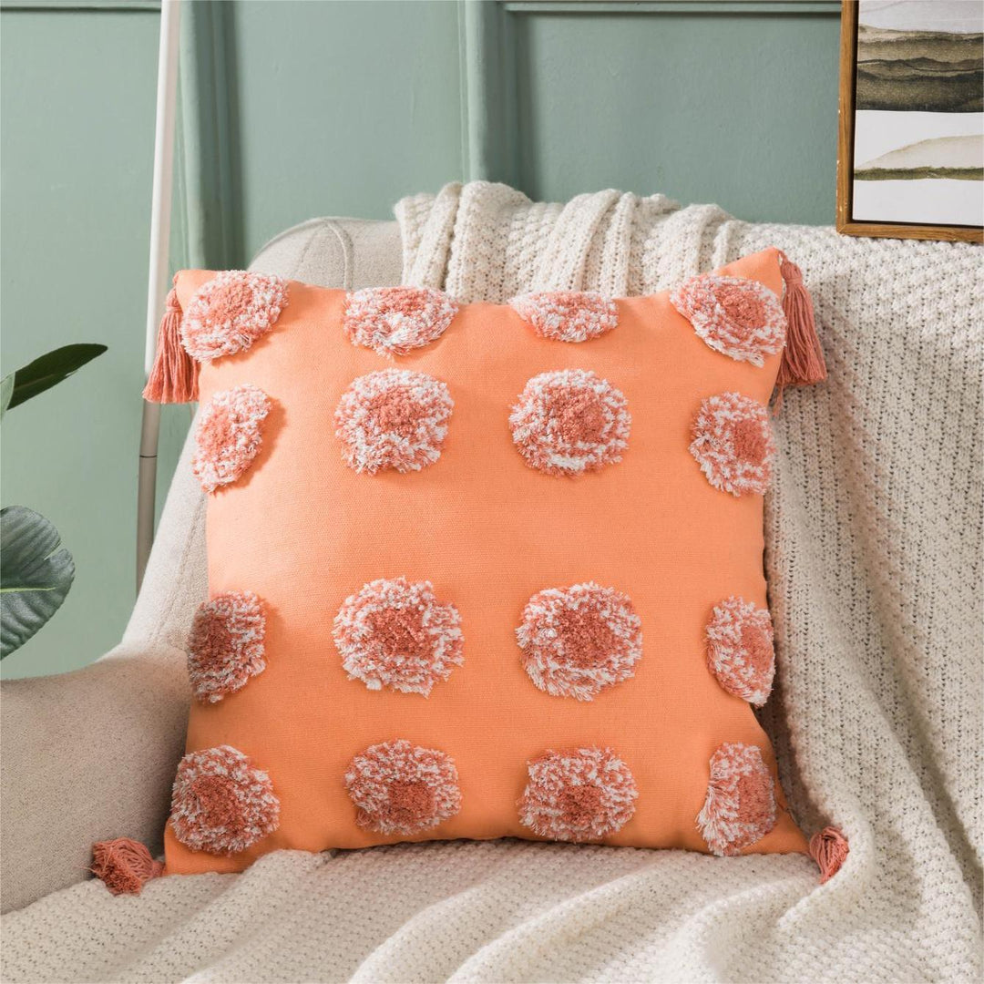 Textured Decorative Pillow with Tassels