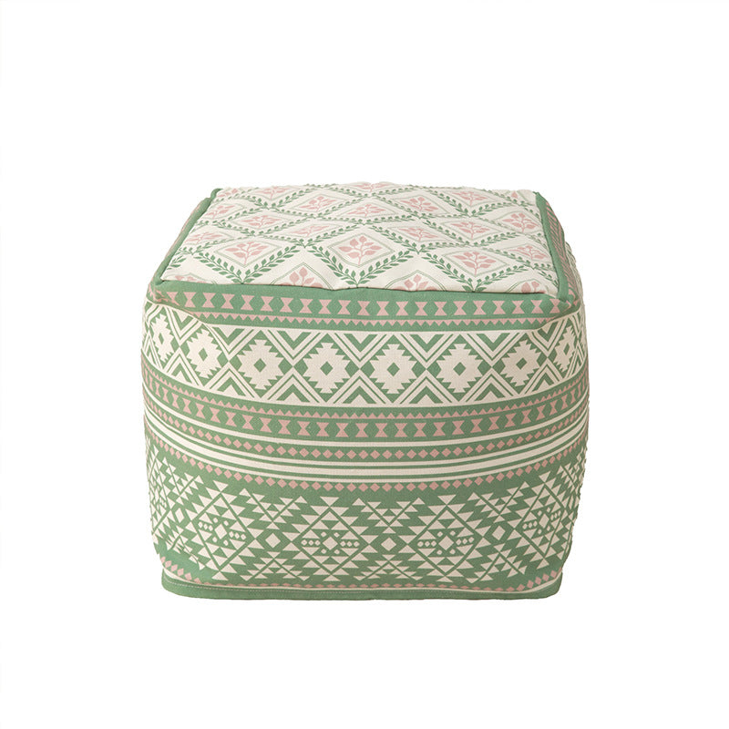 Boho mandala design seat cushion pouf with carrying handle