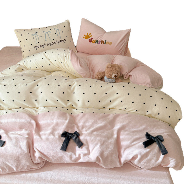 Soft Flannel Checkered Duvet Cover Set