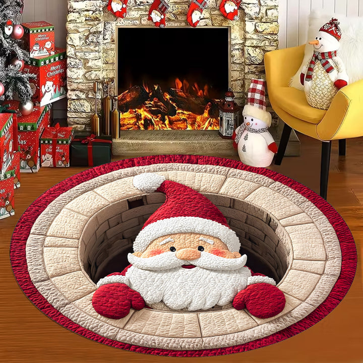Decorative Christmas-Themed Round Area Rug for Home