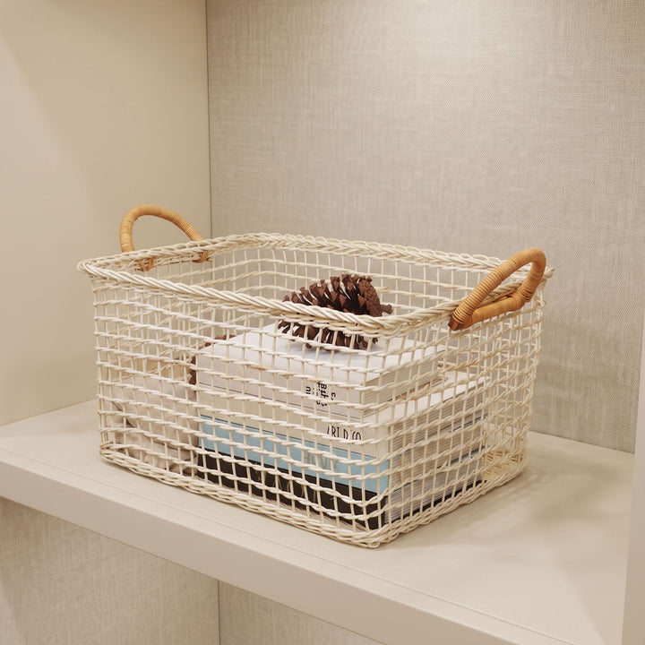 Practical storage basket with braided design