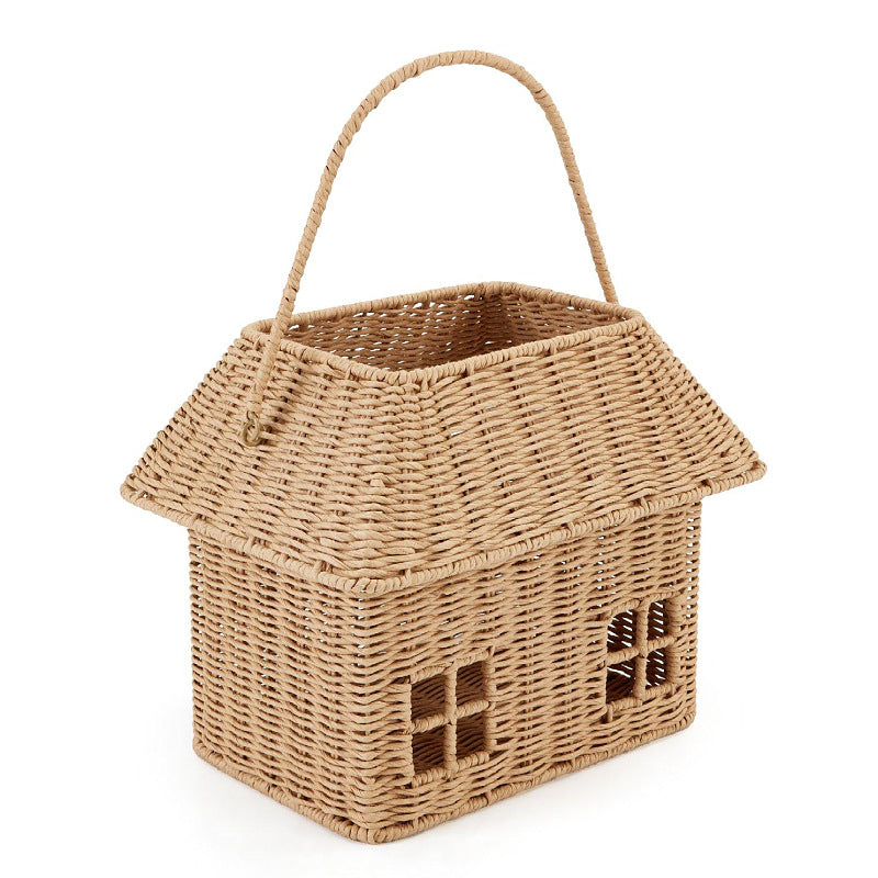 Playful storage basket in the shape of a house
