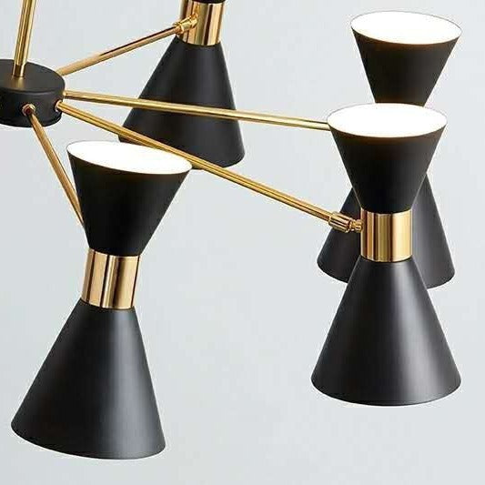 Mid-Century Modern Multi-Arm Cone Shade Chandelier