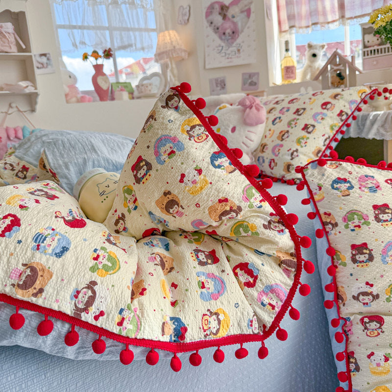 Heart Patterned Decorative Pillow and Duvet Cover Set