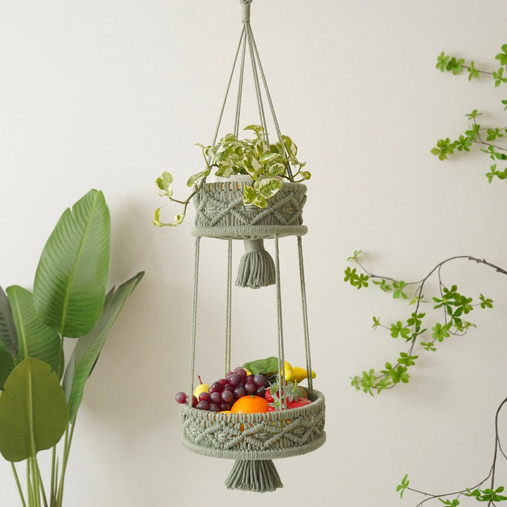 Multi-Tiered Macrame Hanging Storage