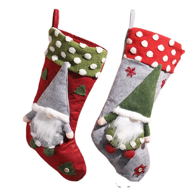 Cute Christmas stocking with gnome motif