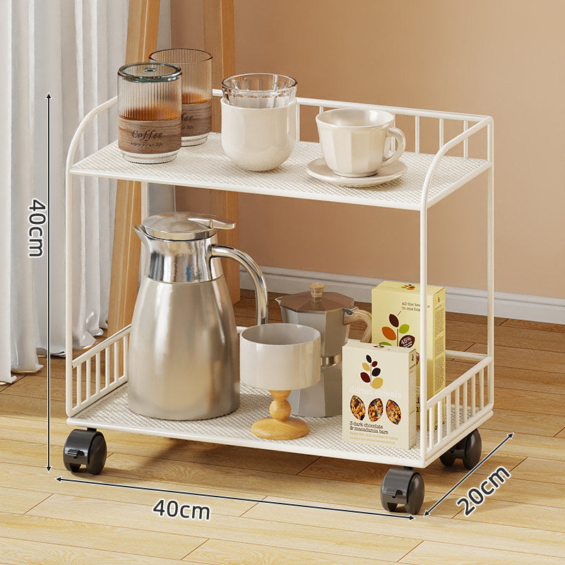 Compact Two-Shelf Mobile Kitchen & Home Service Trolley with Perforated Metal Shelves