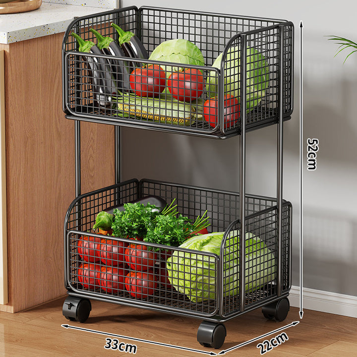 Two-Tier Metal Wire Kitchen Countertop Produce and Storage Rack with Removable Baskets