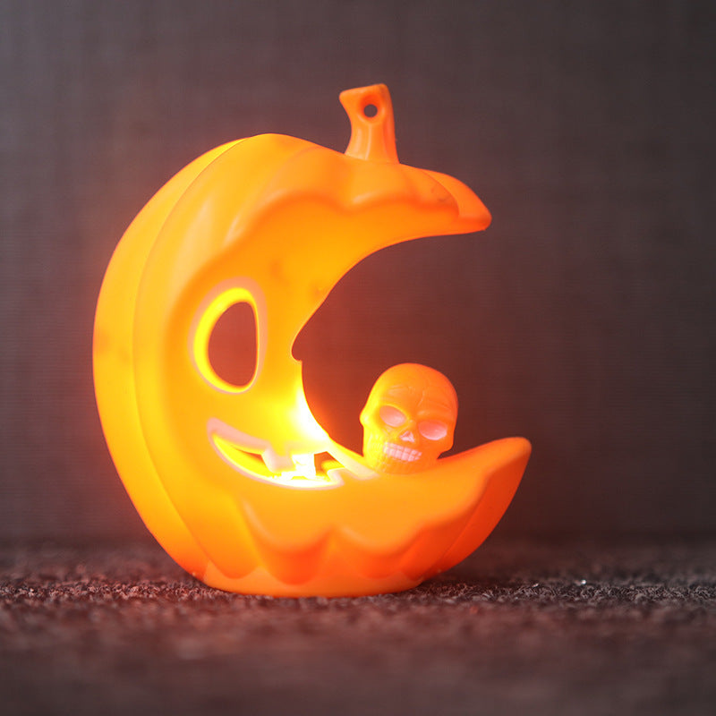Halloween Decoration Figure Skull with Pumpkin Hat