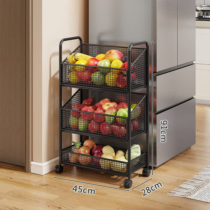 Stackable Five-Tier Metal Mesh Kitchen Pantry Organizer Rack