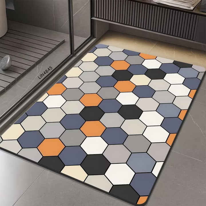 Geometric Hexagonal Pattern Bath Mat