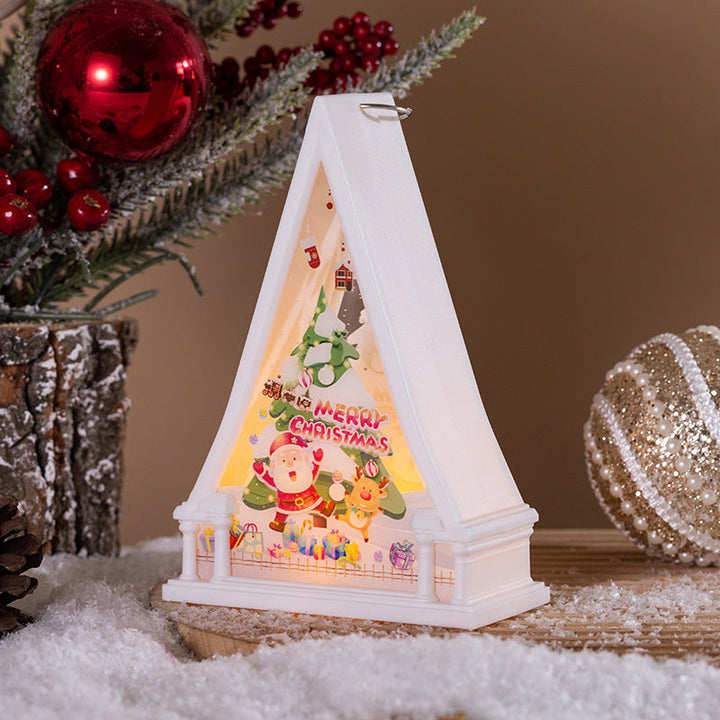 Christmas lantern with LED lighting and festive snowman