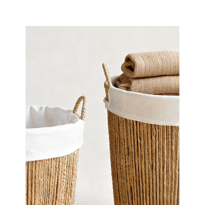 Braided basket with fabric insert