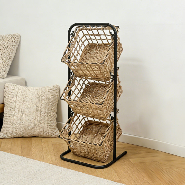 Wall system with three braided baskets