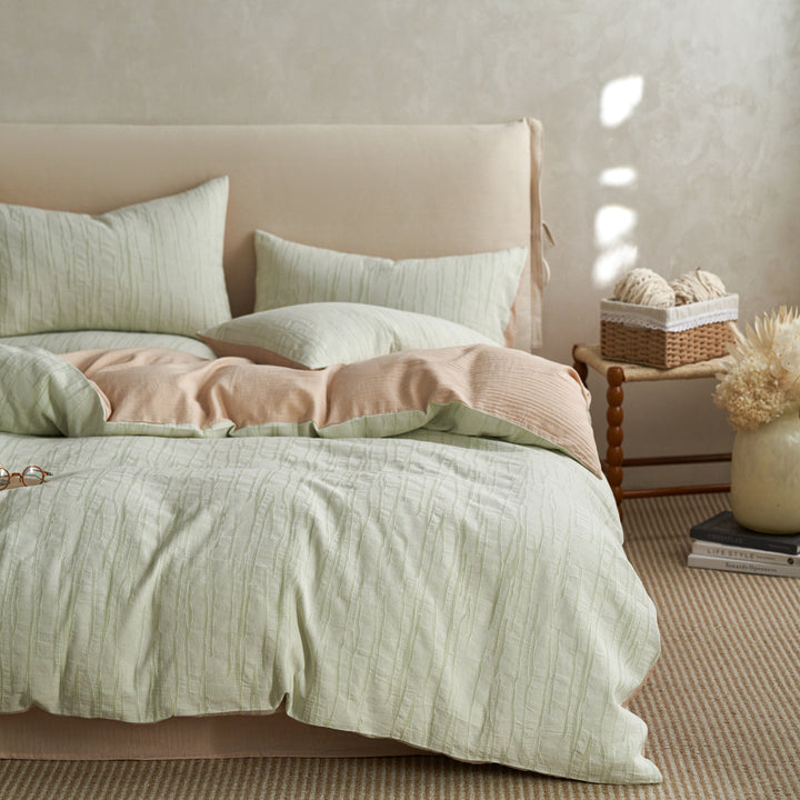 Decorative Textured Cotton Duvet Cover Set 1792509009