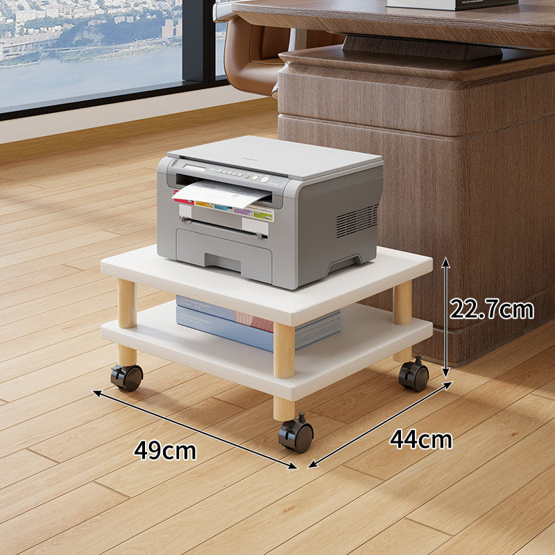 Compact Mobile Tiered Wooden Printer Stand with Swivel Casters