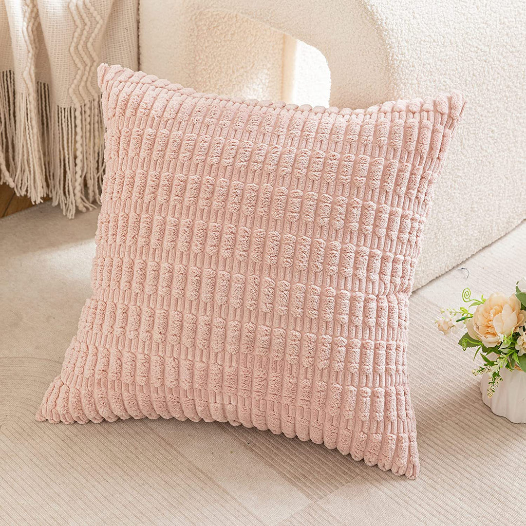 Textured Chenille Square Throw Pillow Cover with Hidden Zipper