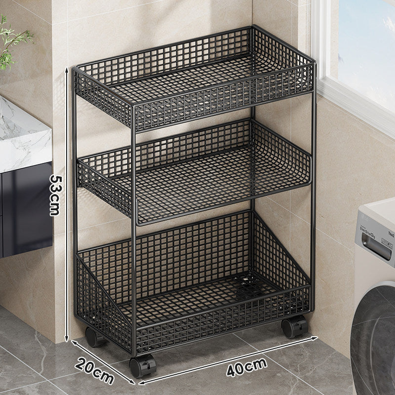 Compact Tiered Metal Mesh Storage Shelf Organizer for Bathroom and Laundry