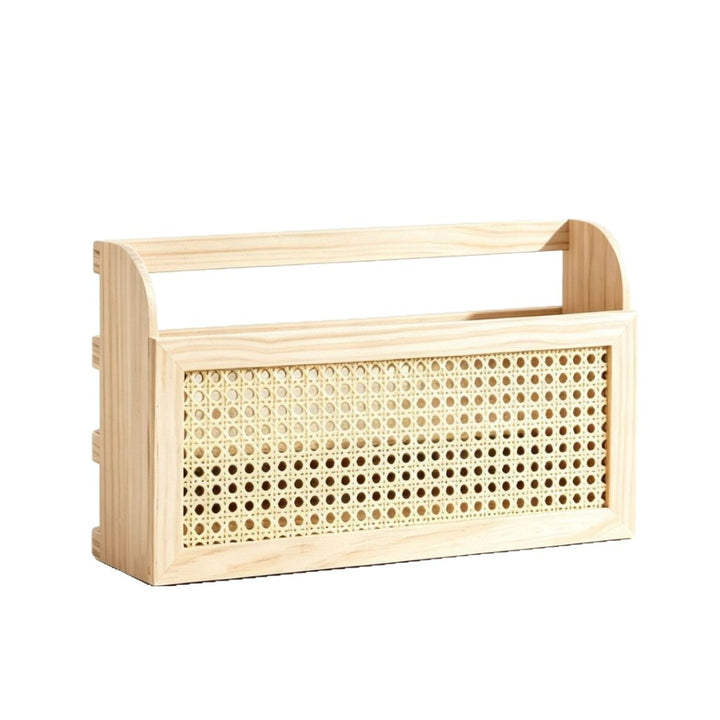 Stylish storage box made of wood and rattan