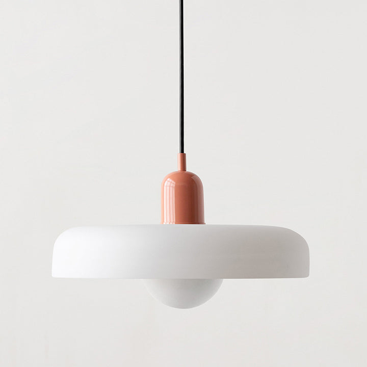 Minimalistic ceramic pendant lamp with layered bell shade