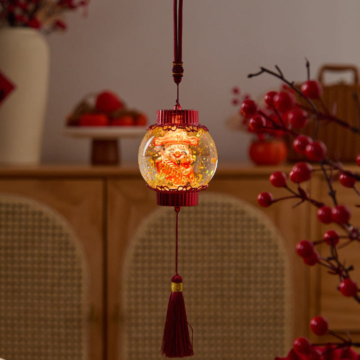 Nostalgic Christmas lantern with festive Santa