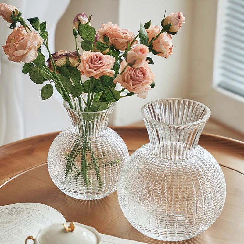 Textured Glass Flower Vase