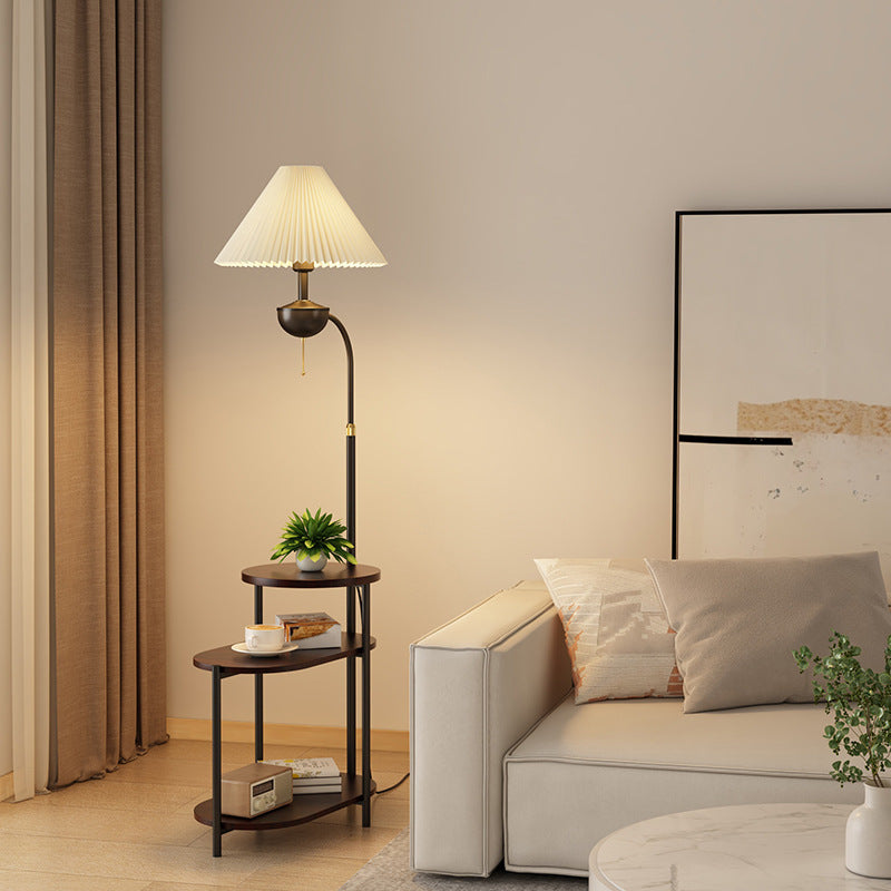 Multifunctional floor lamp with integrated side table