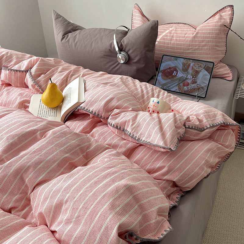 Decorative Striped Duvet Cover Set Avarnia