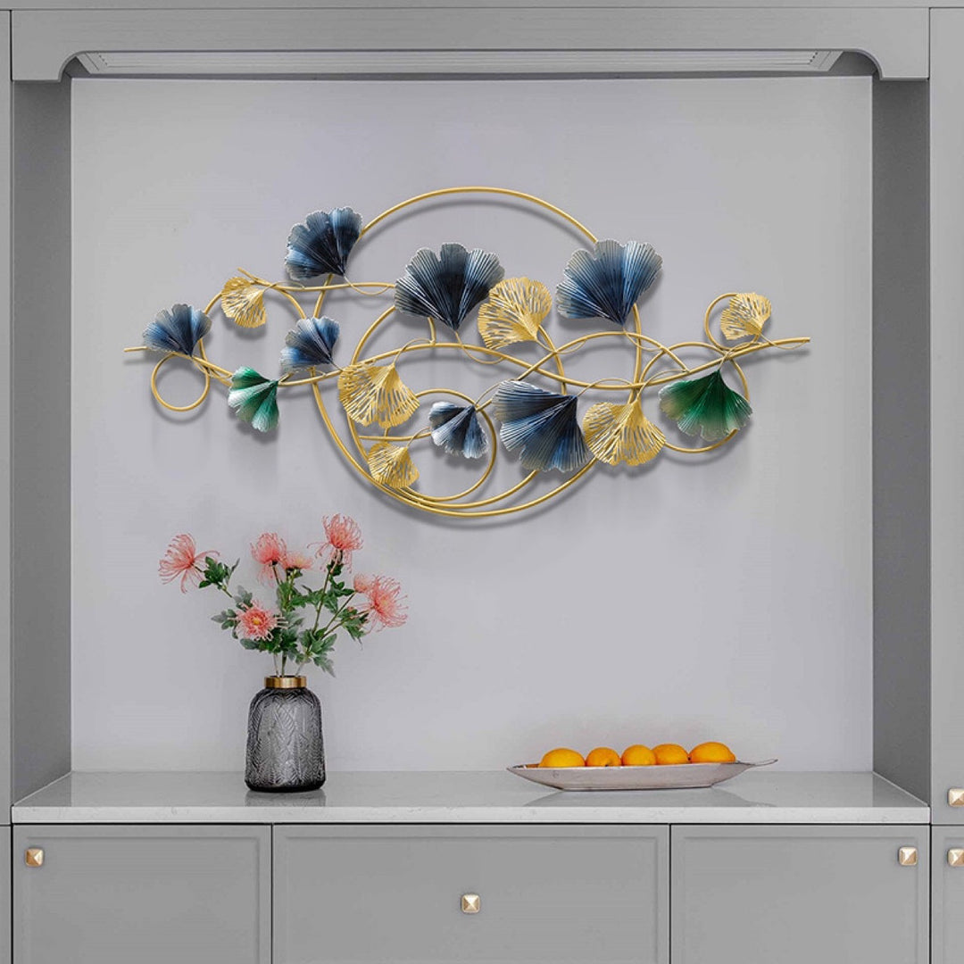 Decorative Metal Wall Art Sculpture with Ginkgo Leaf Design