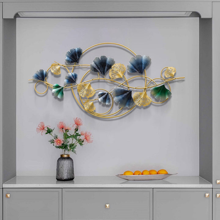 Decorative Metal Wall Art Sculpture with Ginkgo Leaf Design