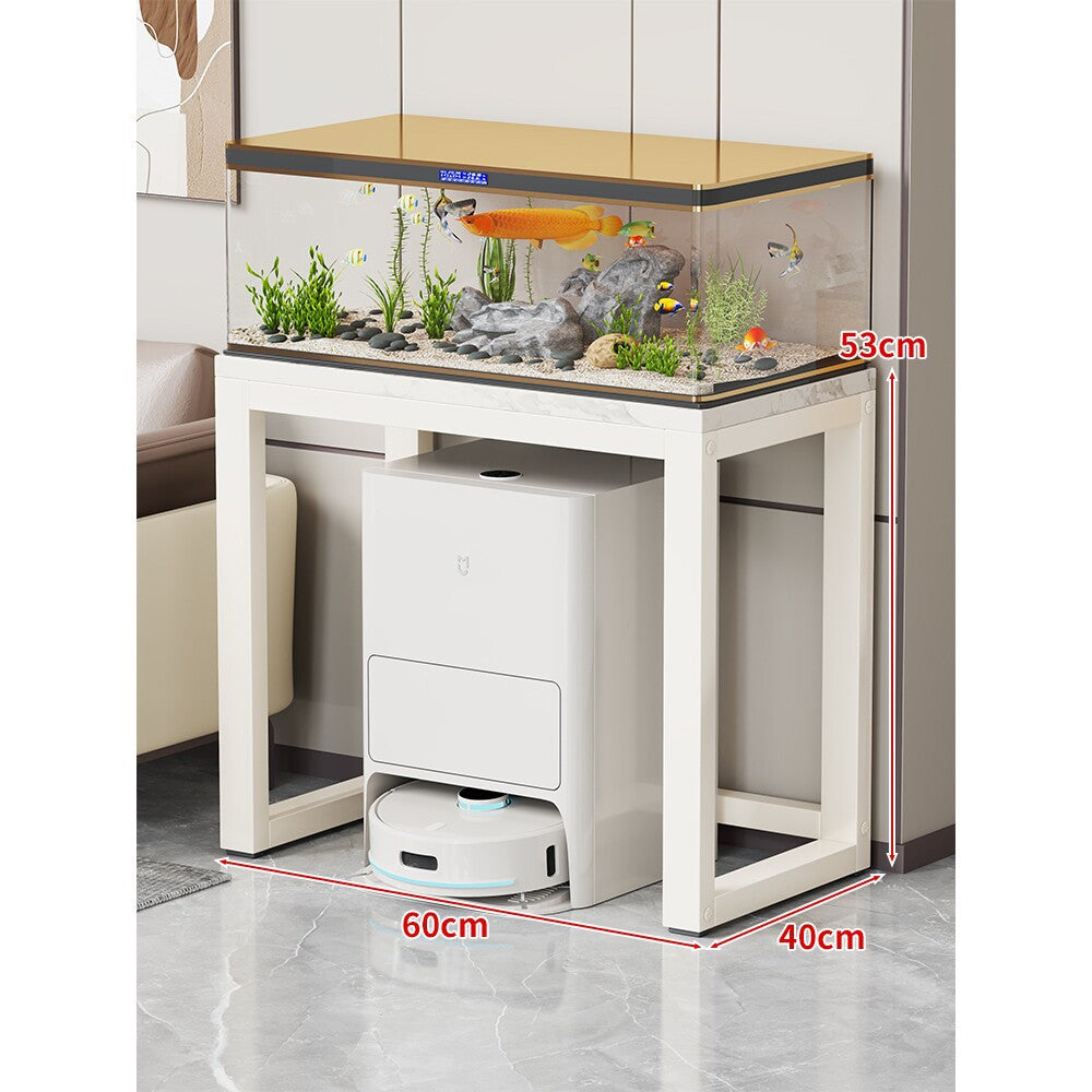 Modern Metal Frame Aquarium Console Table with Integrated LED Hood
