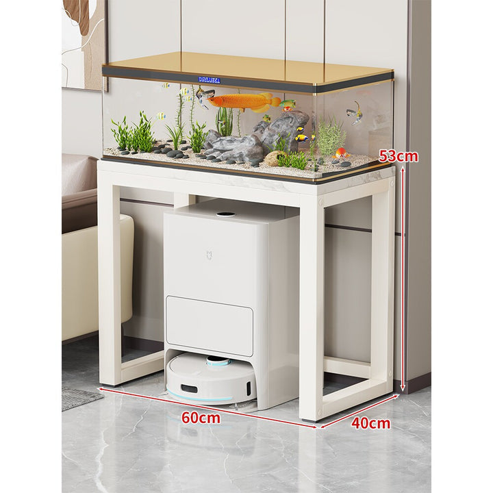 Modern Metal Frame Aquarium Console Table with Integrated LED Hood