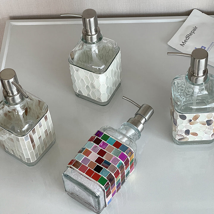 Artistic Glass Soap Dispenser Set