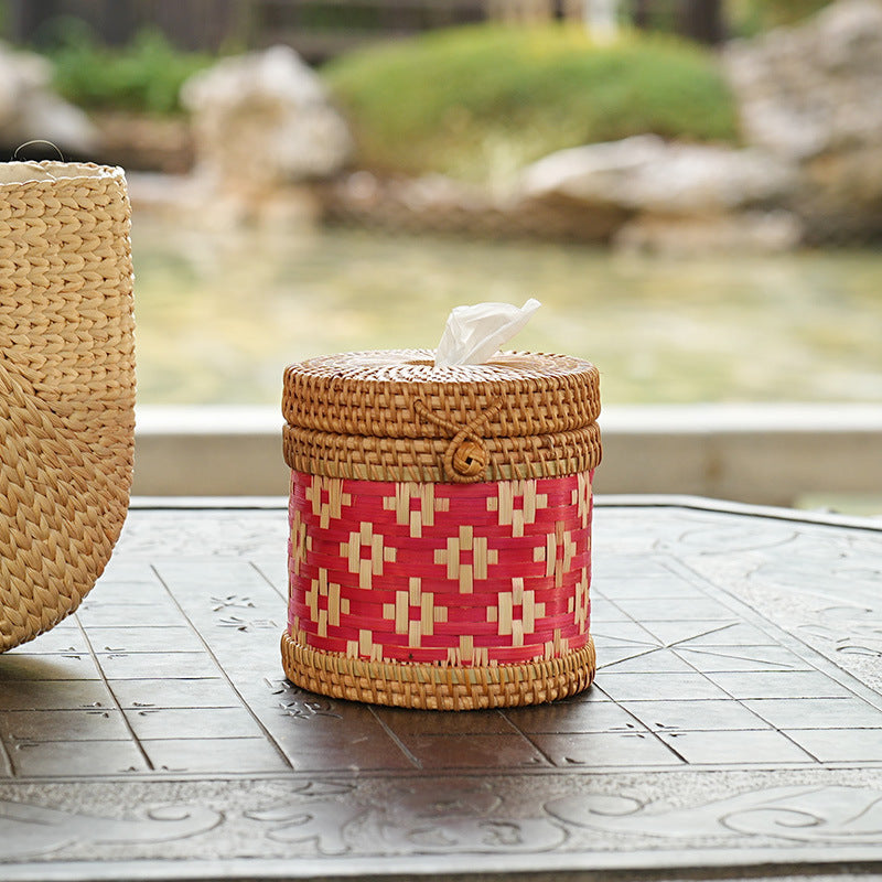 Handcrafted storage basket with lid