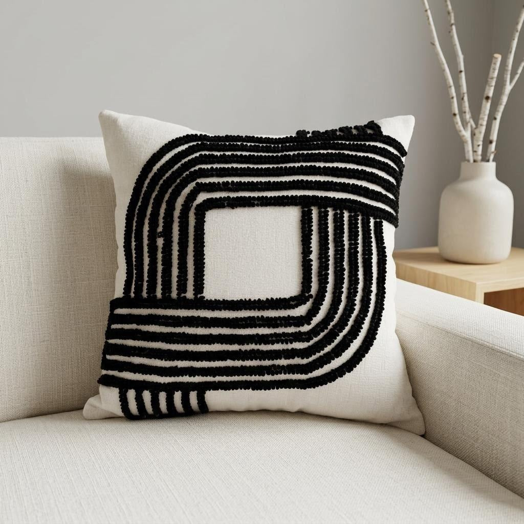 Geometric Patterned Textile Throw Pillow
