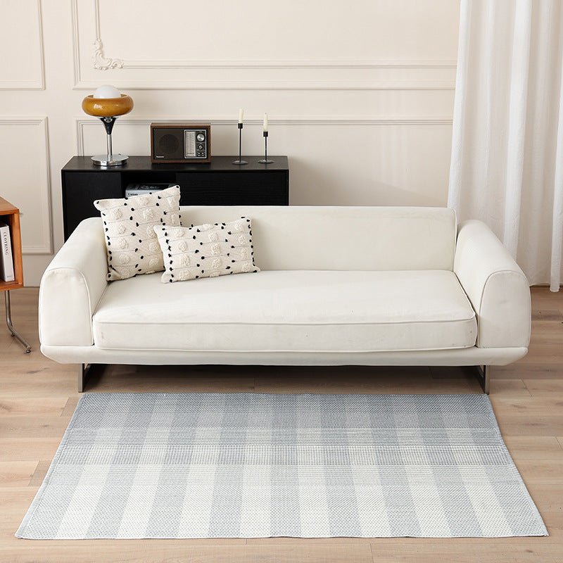Striped Flat-Woven Cotton Rug in Kilim Style