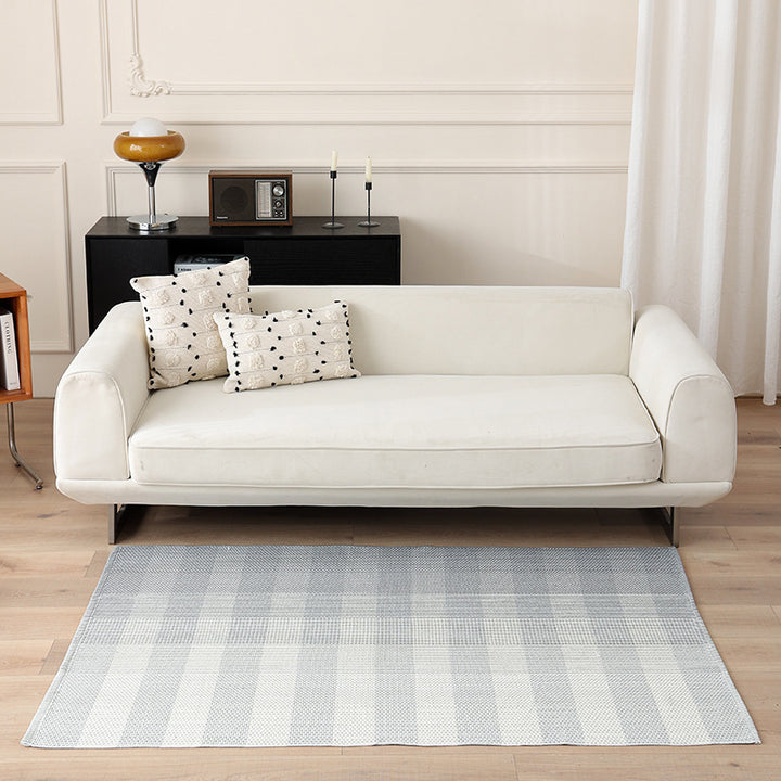 Striped Flat-Woven Cotton Rug in Kilim Style