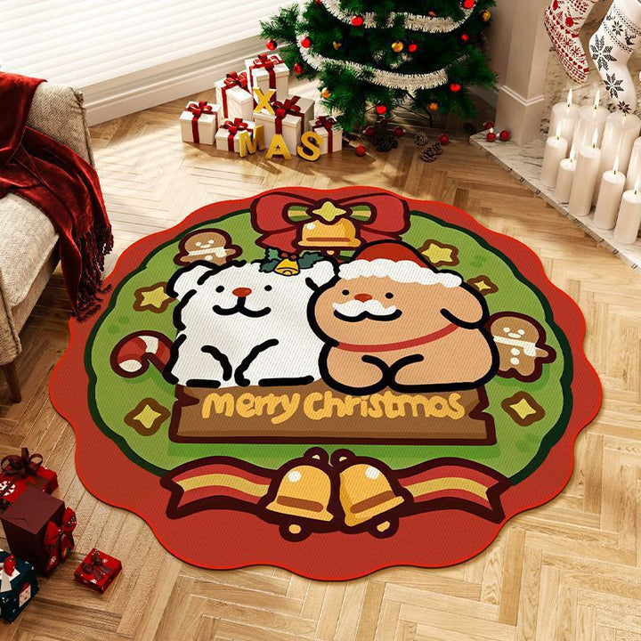 Christmas-Themed Round Area Rug for Home
