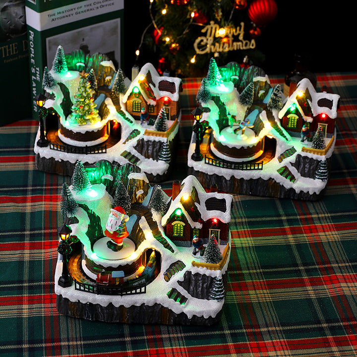 Christmas village with lights