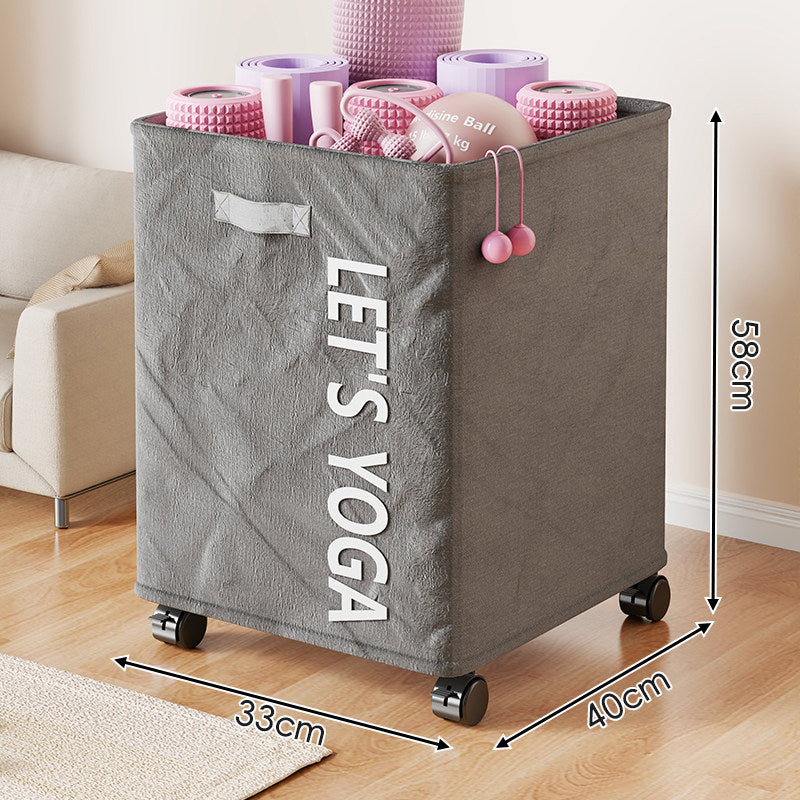 Rolling Dual-Compartment Canvas Storage Cart for Yoga Mats and Rackets