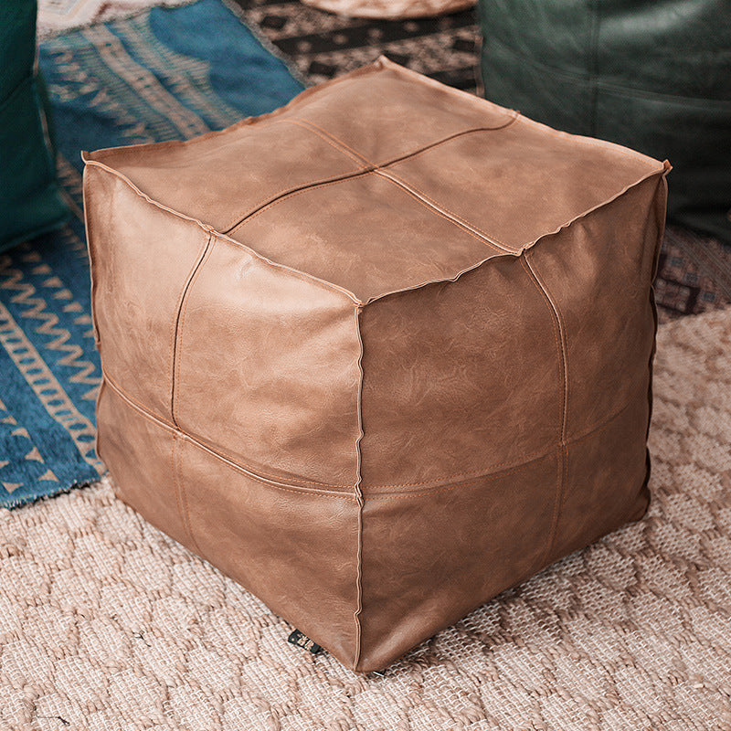 Faux Leather Upholstered Floor Pouf