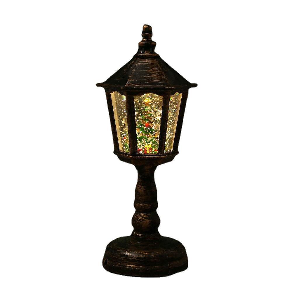 Nostalgic Christmas lantern with moving Santa scene