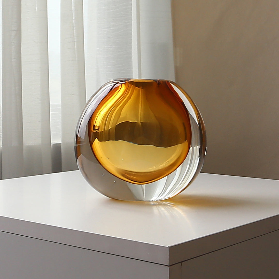 Hand-Blown Smoked Glass Orb Bud Vase